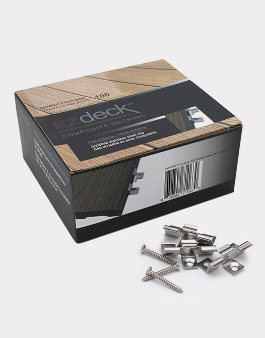 EzDeck Boîte de 100 Clips et Vis en Acier Inoxydable –