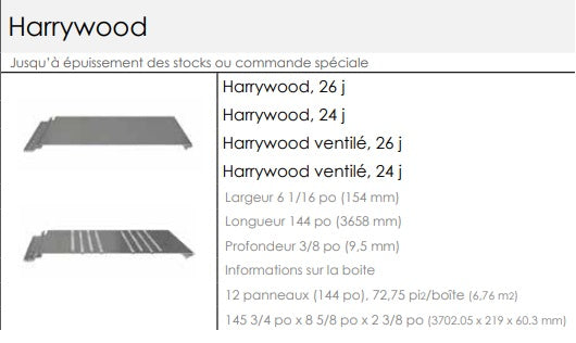 Revêtement Harrywood 24J Ventilé ou non ventilé