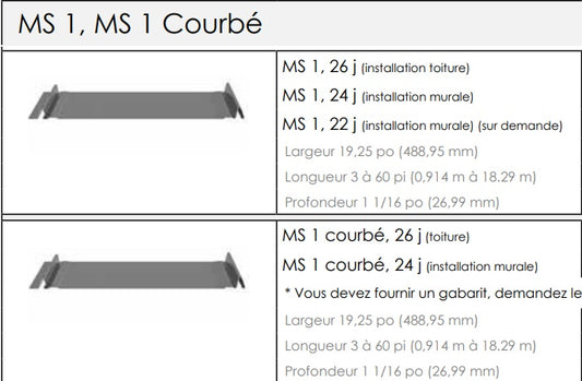 Revêtement & toitures  MS1 & MS1 Courbé (24J & 22J)